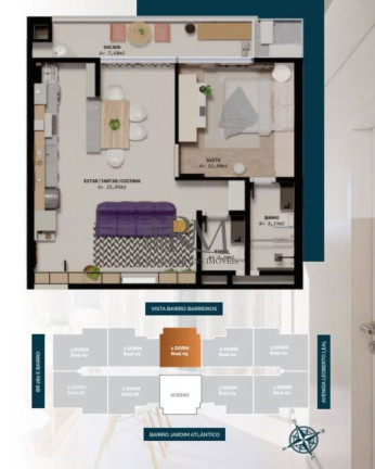 Imagem Apartamento com 1 Quarto à Venda, 57 m² em Barreiros - São José