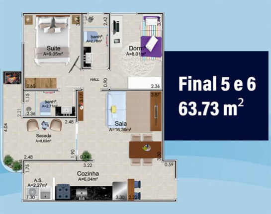 Imagem Apartamento com 2 Quartos à Venda, 64 m² em Guilhermina - Praia Grande