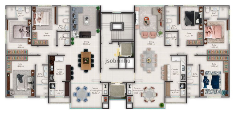Apartamento com 3 Quartos à Venda, 132 m² em Meia Praia - Itapema