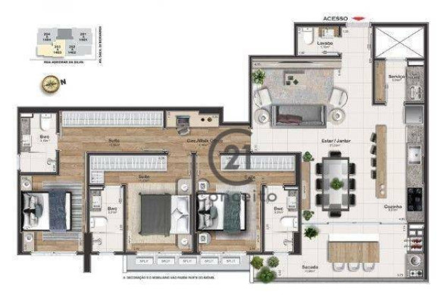 Imagem Apartamento com 3 Quartos à Venda, 111 m² em Kobrasol - São José Imagem Apartamento com 3 Quartos à Venda, 111 m² em Kobrasol - São José
