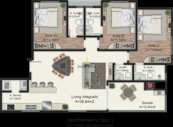 Apartamento com 3 Quartos à Venda, 115 m² em Meia Praia - Itapema