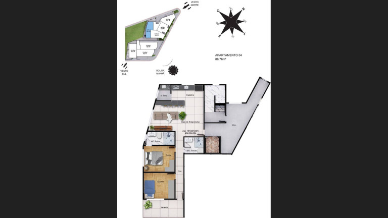 Apartamento com 3 Quartos à Venda, 79 m² em Balneário De Iriri - Anchieta