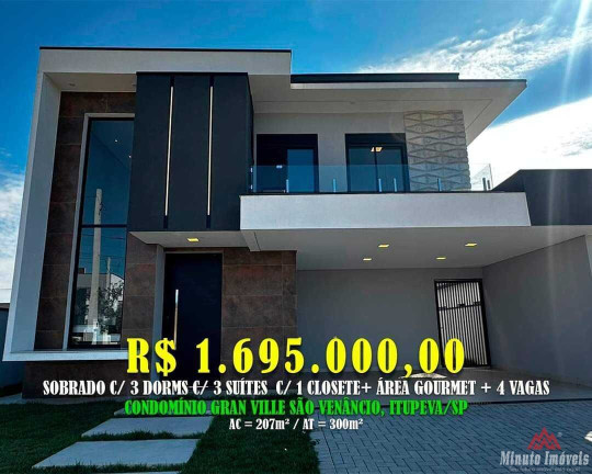 Casa de Condomínio com 3 Quartos à Venda, 207 m² em Centro - Itupeva