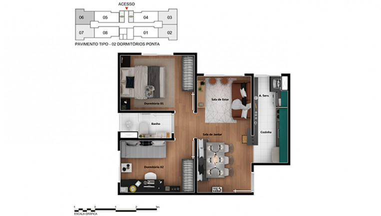 Imagem Apartamento com 2 Quartos à Venda, 43 m² em Jardim Leme - São Paulo