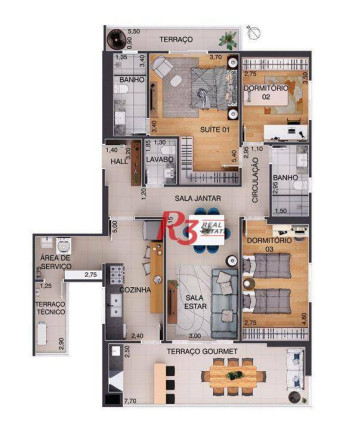 Imagem Apartamento com 3 Quartos à Venda, 170 m² em Aparecida - Santos