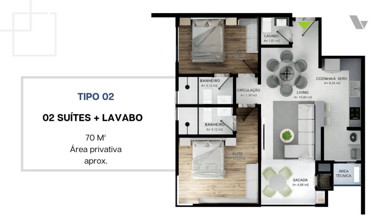 Imagem Apartamento com 2 Quartos à Venda, 70 m² em Morretes - Itapema