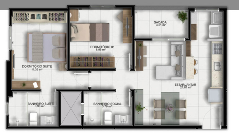 Imagem Apartamento com 2 Quartos à Venda, 61 m² em Pinheirinho - Criciúma Imagem Apartamento com 2 Quartos à Venda, 61 m² em Pinheirinho - Criciúma