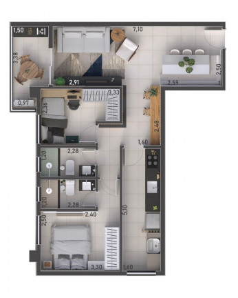 Apartamento com 2 Quartos à Venda, 67 m² em Macuco - Santos