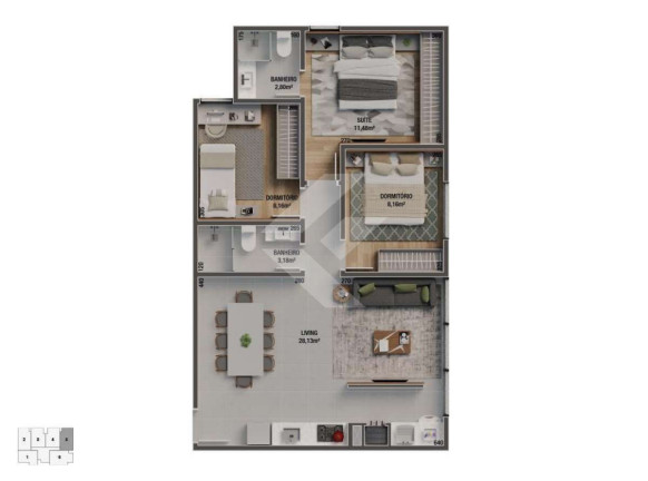 Apartamento com 2 Quartos à Venda, 64 m² em Vila Operária - Itajaí