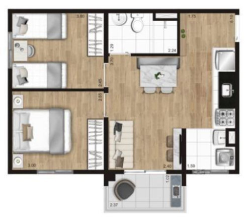Imagem Imóvel com 2 Quartos à Venda, 44 m² em Taboão - São Bernardo Do Campo