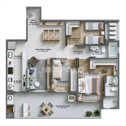 Imagem Apartamento com 1 Quarto à Venda, 74 m² em Fazenda - Itajai