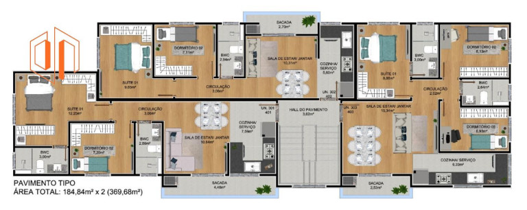 Imagem Apartamento com 3 Quartos à Venda, 63 m² em Parque Da Fonte - São José Dos Pinhais