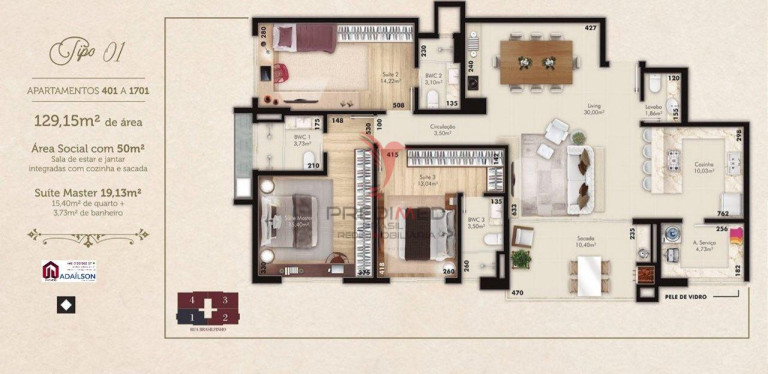 Imagem Apartamento com 3 Quartos à Venda, 128 m² em Kobrasol - São José