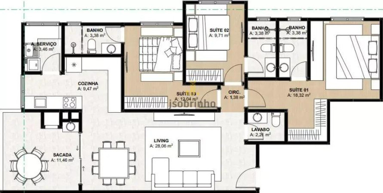 Apartamento com 3 Quartos à Venda, 120 m² em Meia Praia - Itapema