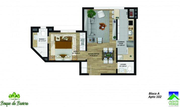 Apartamento com 1 Quarto à Venda, 50 m² em Bavaria - Gramado