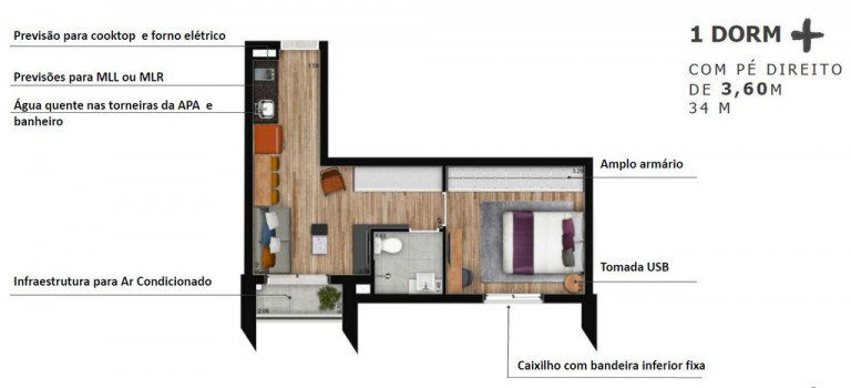 Imagem Apartamento com 1 Quarto à Venda, 34 m² em Brooklin - São Paulo