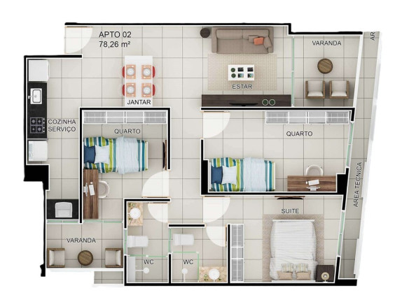 Imagem Apartamento com 3 Quartos à Venda, 78 m² em Jardim Oceania - João Pessoa