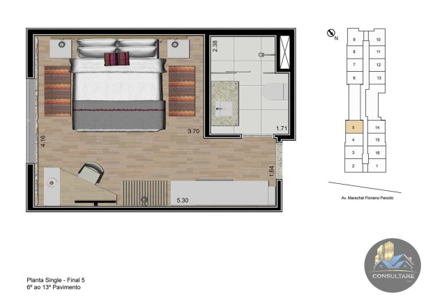 Imagem Flat com 1 Quarto à Venda, 24 m² em Pompéia - Santos Imagem Flat com 1 Quarto à Venda, 24 m² em Pompéia - Santos