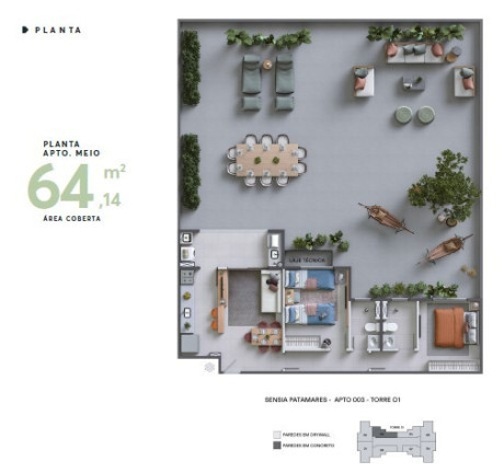 Imagem Apartamento com 3 Quartos à Venda, 64 m² em Piatã - Salvador