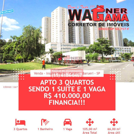 Apartamento com 3 Quartos à Venda, 66 m² em Centro - Barueri