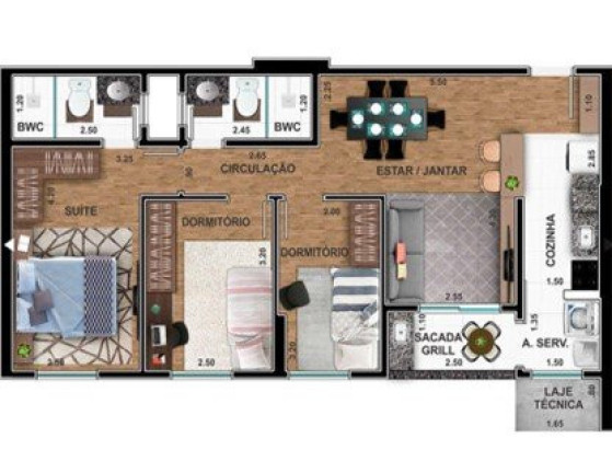 Imagem Apartamento com 3 Quartos à Venda, 69 m² em Parque Residencial Das Camélias - Bauru