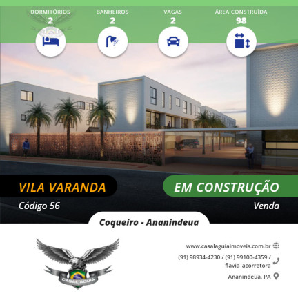 Imagem Casa de Condomínio com 2 Quartos à Venda, 98 m² em Coqueiro - Ananindeua Imagem Casa de Condomínio com 2 Quartos à Venda, 98 m² em Coqueiro - Ananindeua