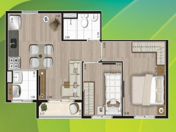 Apartamento com 2 Quartos à Venda, 37 m² em Parque Ipê - São Paulo