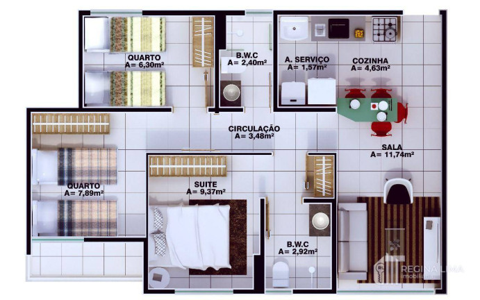 Imagem Apartamento com 3 Quartos à Venda, 60 m² em Uruguai - Teresina Imagem Apartamento com 3 Quartos à Venda, 60 m² em Uruguai - Teresina