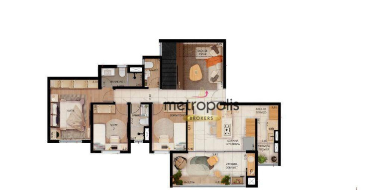 Imagem Cobertura com 3 Quartos à Venda, 176 m² em Vila Valparaíso - Santo André