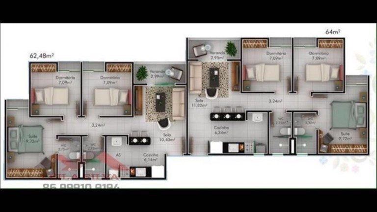 Imagem Apartamento com 3 Quartos à Venda, em Teresina Imagem Apartamento com 3 Quartos à Venda, em Teresina