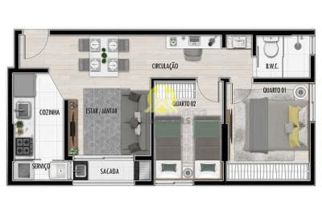 Imagem Apartamento com 2 Quartos à Venda, 44 m² em água Verde - Curitiba Imagem Apartamento com 2 Quartos à Venda, 44 m² em água Verde - Curitiba