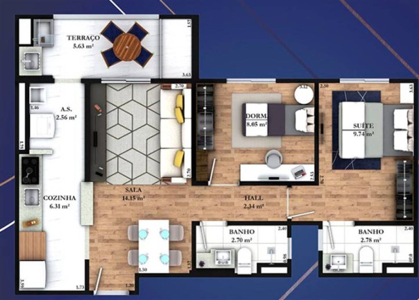 Imagem Apartamento com 2 Quartos à Venda, 64 m² em Guilhermina - Praia Grande