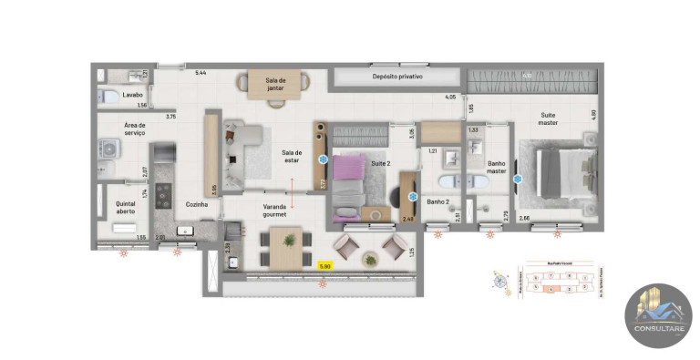 Imagem Apartamento com 3 Quartos à Venda, 96 m² em Embaré - Santos