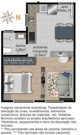 Imagem Apartamento com 1 Quarto à Venda, 32 m² em Centro - Caxias Do Sul