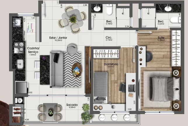 Apartamento com 2 Quartos à Venda, 79 m² em Kobrasol - São José