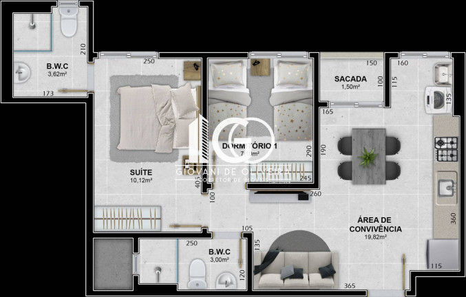Imagem Apartamento com 2 Quartos à Venda, 45 m² em Ceará - Criciúma