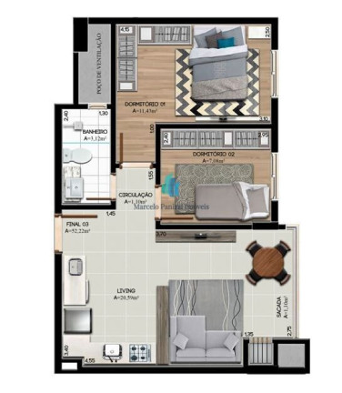 Imagem Apartamento com 2 Quartos à Venda, 52 m² em Progresso - Bento Gonçalves
