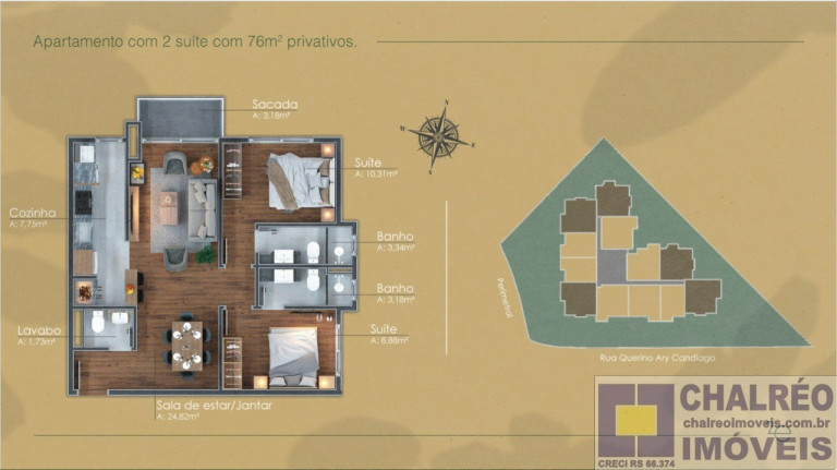 Imagem Imóvel com 1 Quarto à Venda, 53 m² em Candiago - Gramado