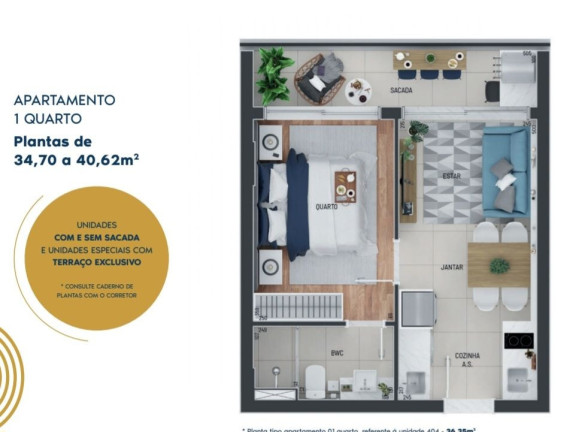 Imagem Apartamento com 1 Quarto à Venda, 33 m² em Portão - Curitiba