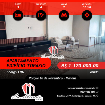 Apartamento com 3 Quartos à Venda, 110 m² em Parque 10 De Novembro - Manaus