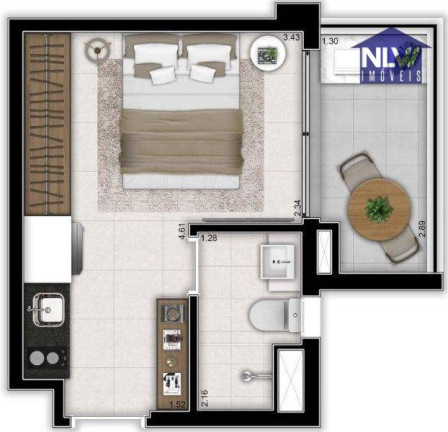 Apartamento com 1 Quarto à Venda, 24 m² em Santo Amaro - São Paulo