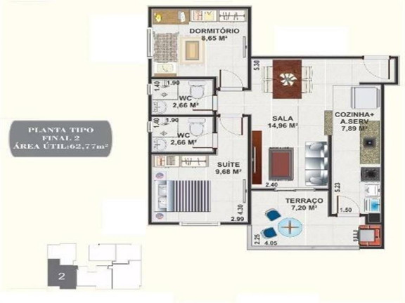 Apartamento com 2 Quartos à Venda, 62 m² em Mirim - Praia Grande