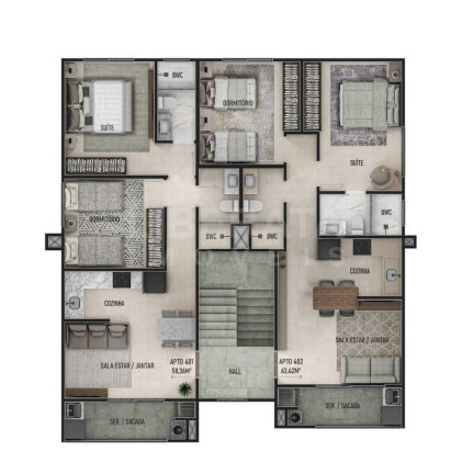 Imagem Apartamento com 2 Quartos à Venda, 58 m² em Centro - Navegantes Imagem Apartamento com 2 Quartos à Venda, 58 m² em Centro - Navegantes