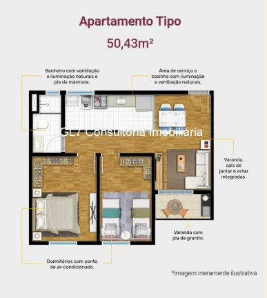Imagem Apartamento com 2 Quartos à Venda, 55 m² em Jardim Esplanada - Indaiatuba
