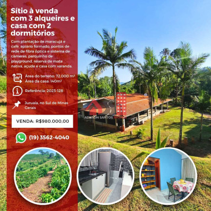 Imóvel com 2 Quartos à Venda, 72.000 m² em Santo Aleixo Juruaia - Juruaia