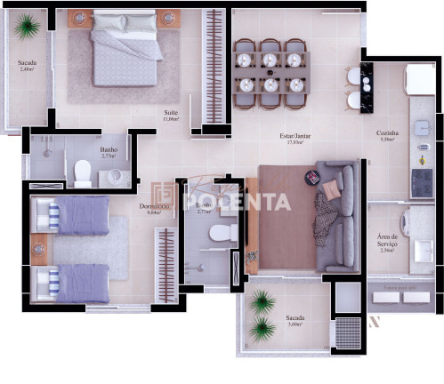 Imagem Apartamento com 2 Quartos à Venda, 70 m² em Centro - Criciúma Imagem Apartamento com 2 Quartos à Venda, 70 m² em Centro - Criciúma