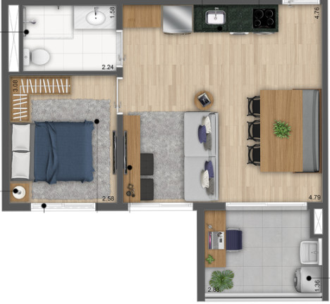 Imagem Apartamento com 1 Quarto à Venda, 45 m² em Mirandópolis - São Paulo