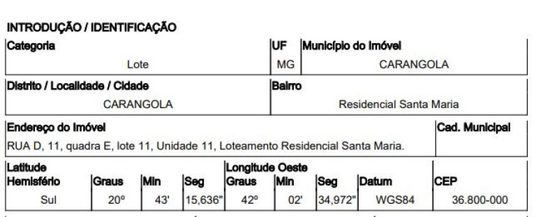 Imagem Terreno à Venda, 219 m² em Resid. Santa Maria - Carangola Imagem Terreno à Venda, 219 m² em Resid. Santa Maria - Carangola