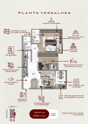 Imagem Apartamento com 2 Quartos à Venda, 61 m² em Centro - Cascavel