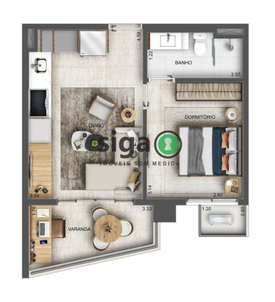 Imagem Apartamento com 1 Quarto à Venda, 35 m² em Brooklin - São Paulo